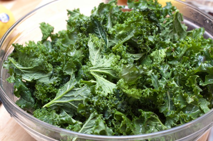 a large bowl of fresh kale 